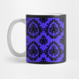 Victorian Damask Black and Blue Mug